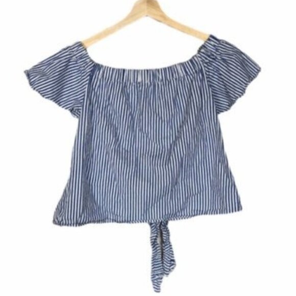 DO+BE Preppy Striped Cold Shoulder Short Sleeve S - Picture 3 of 4
